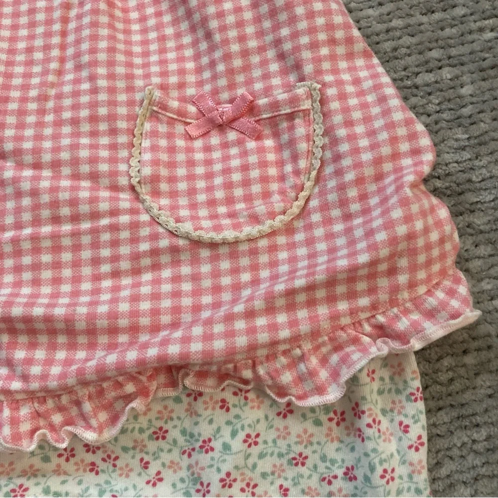 Room Seven Gingham Floral One Piece‎ Romper Outfit Ruffles 12 Months Cottagecore